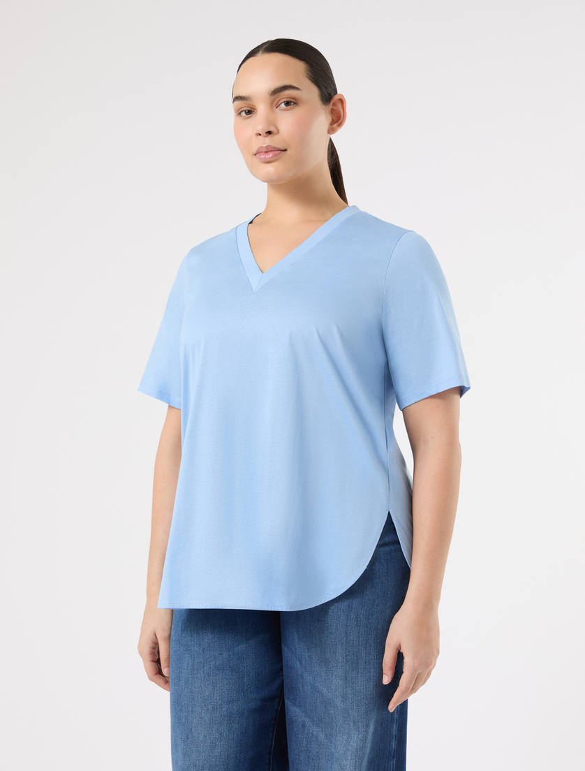 Cotton jersey T-shirt - LIGHT BLUE - Marina Rinaldi - 3