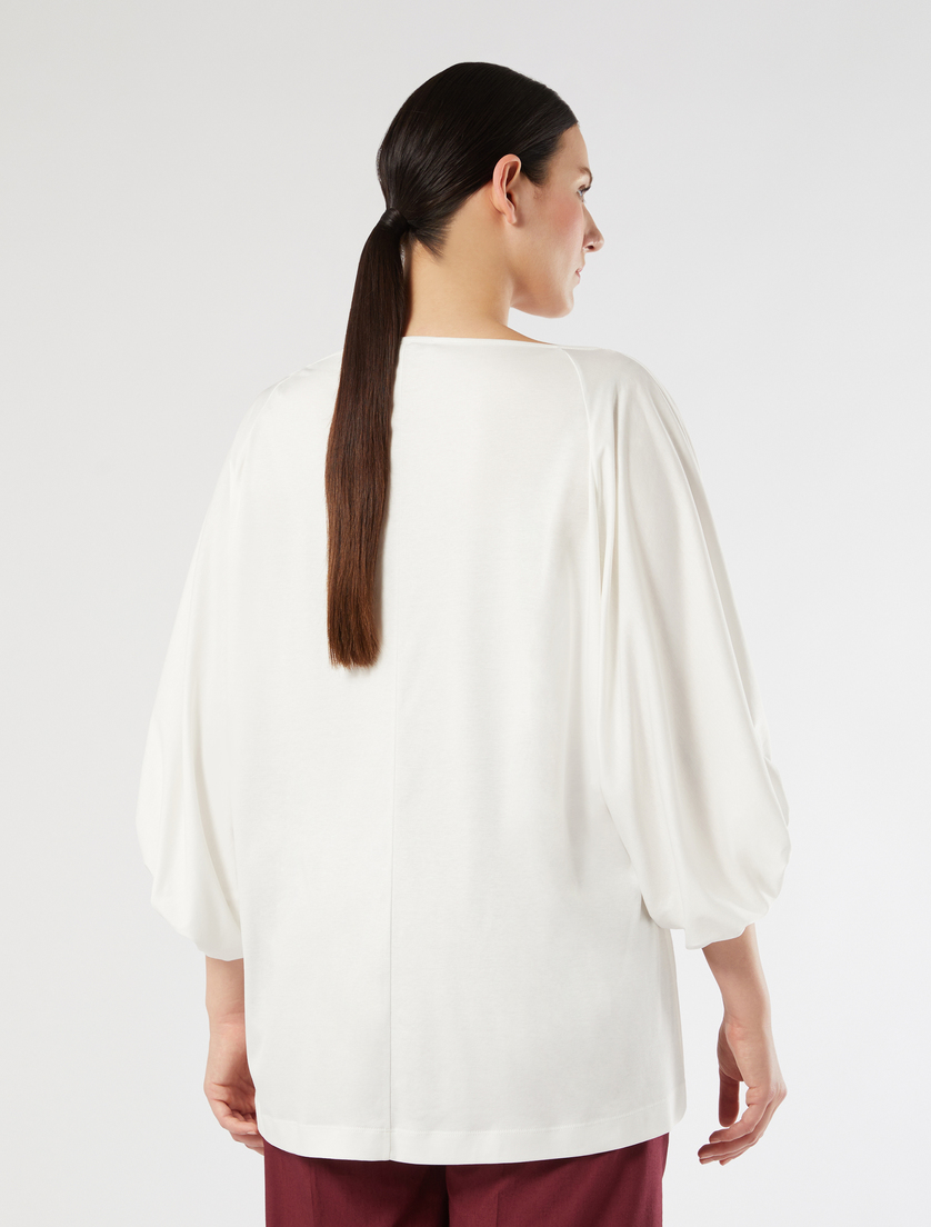 Embroidered jersey T-shirt - IVORY - Marina Rinaldi - 4
