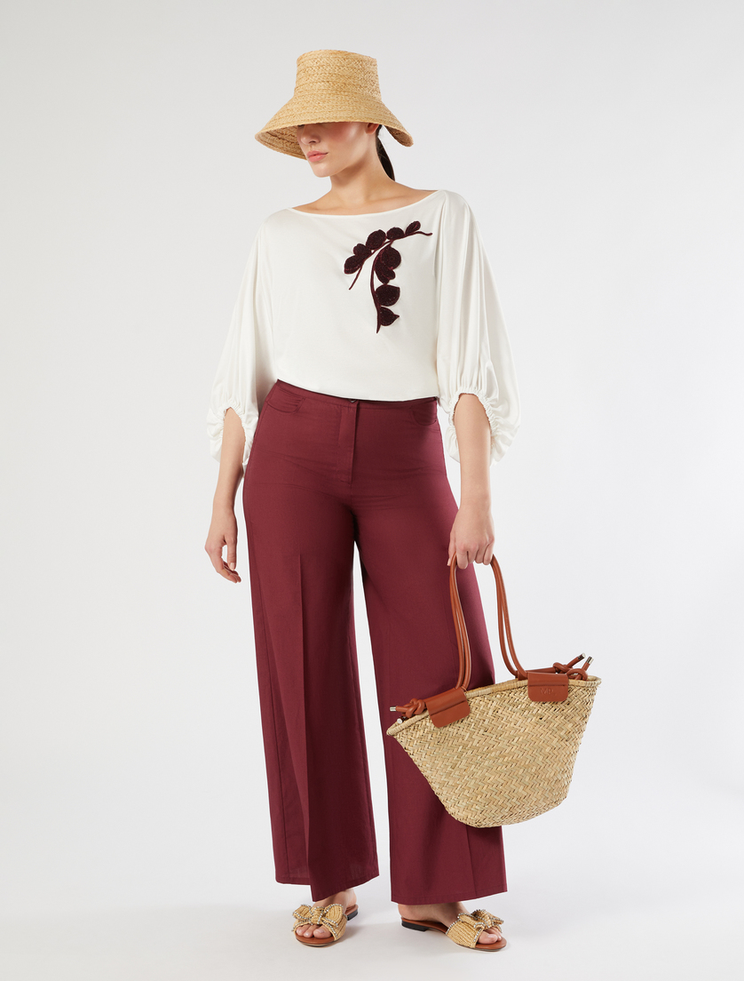 Embroidered jersey T-shirt - IVORY - Marina Rinaldi - 2