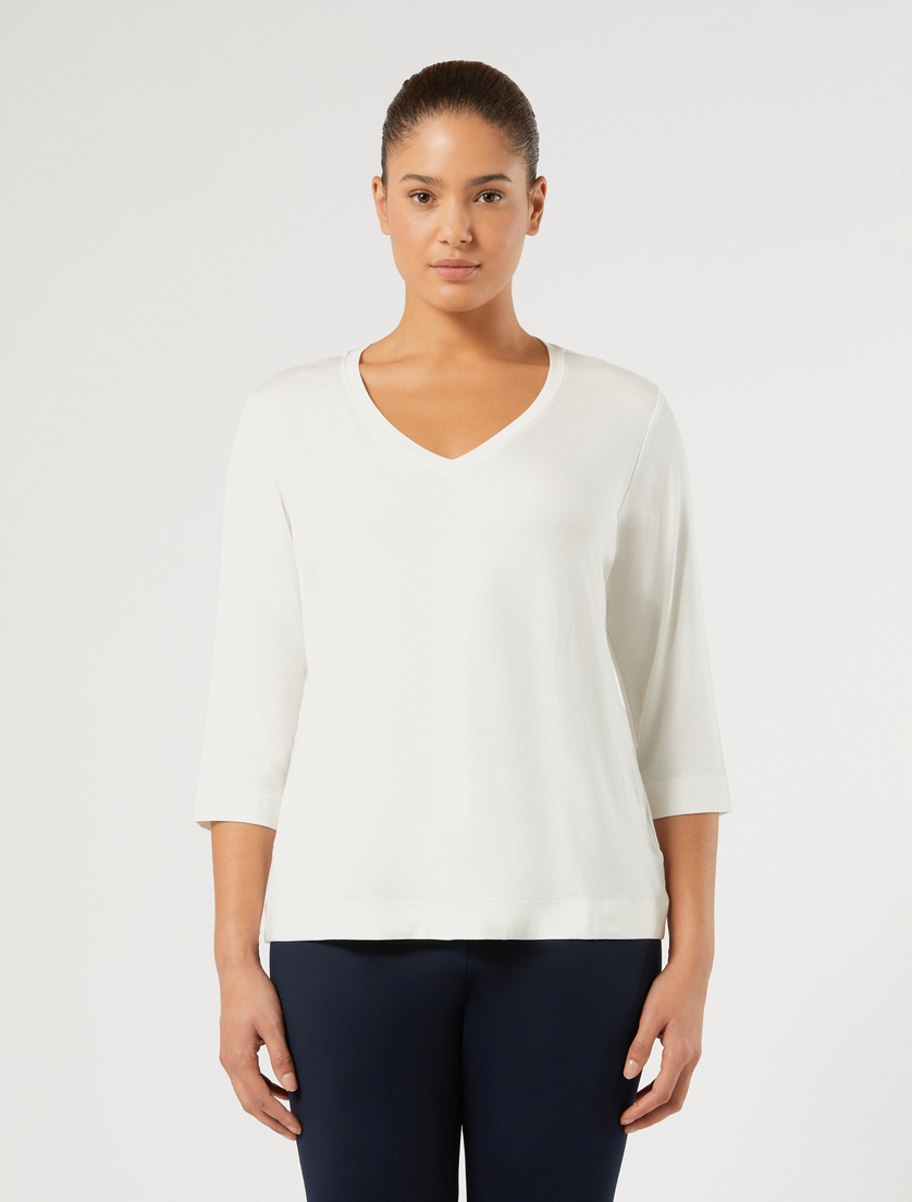Viscose jersey T-shirt - IVORY - Marina Rinaldi - 3
