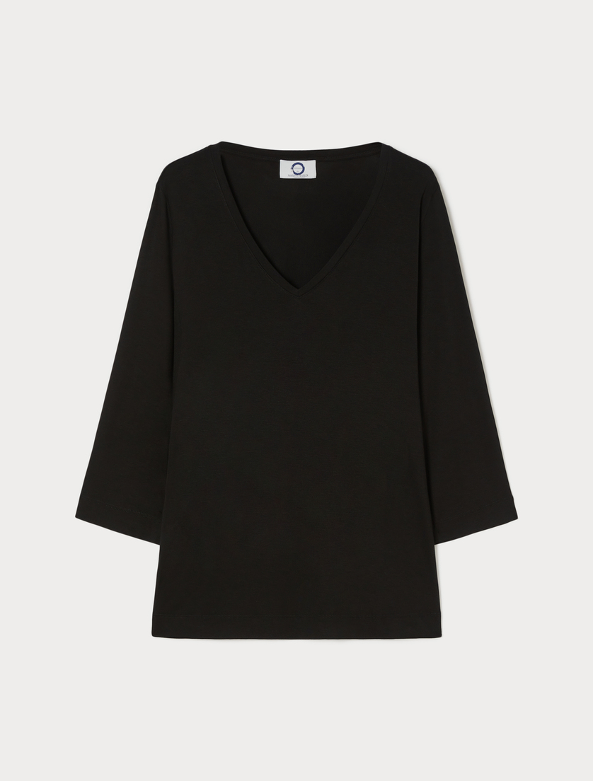 Viscose jersey T-shirt - BLACK - Marina Rinaldi
