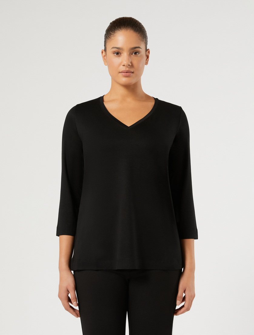 Viscose jersey T-shirt - BLACK - Marina Rinaldi - 3