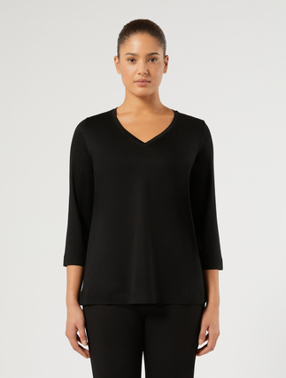 Viscose jersey T-shirt - BLACK