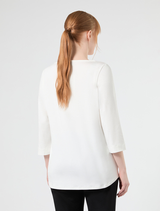 Viscose jersey T-shirt - IVORY - Marina Rinaldi - 4