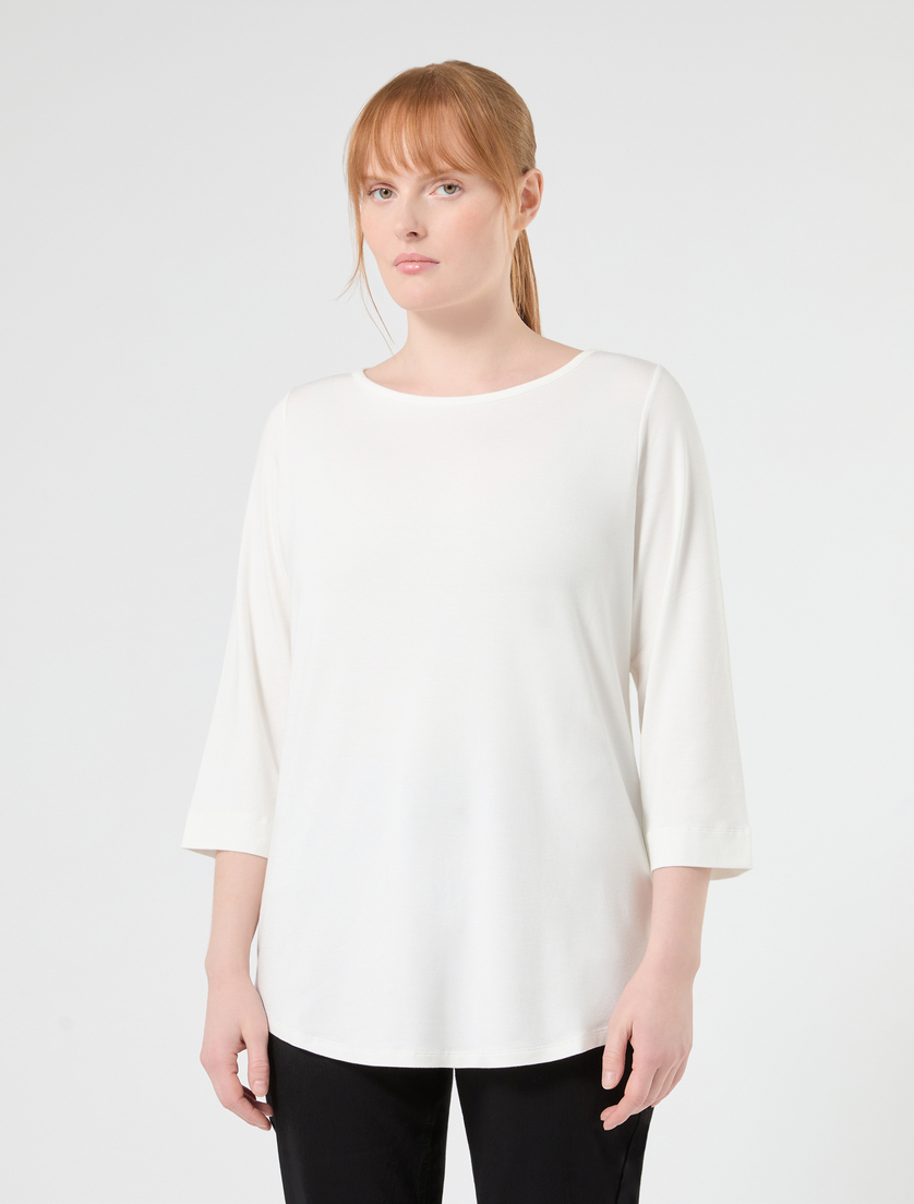 T-Shirt aus Viskosejersey - ELFENBEINFARBEN - Marina Rinaldi - 3