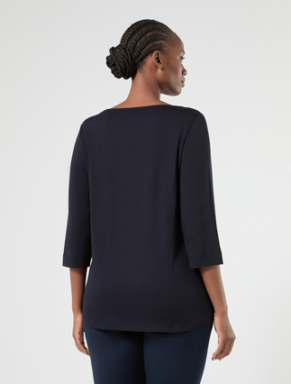 T-shirt en jersey de viscose - BLEU NUIT - Marina Rinaldi - 4