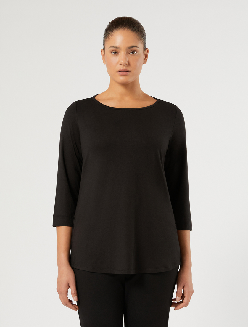 T-Shirt aus Viskosejersey - SCHWARZ - Marina Rinaldi - 3
