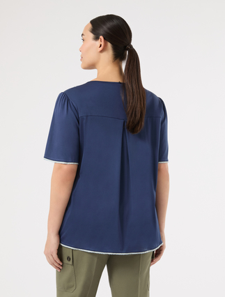 Jersey T-shirt with embroidery - ULTRAMARINE - Marina Rinaldi - 4