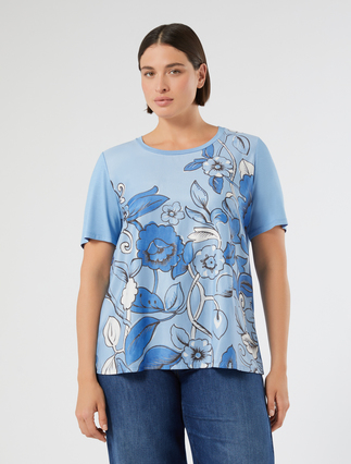 Viscose jersey T-shirt - LIGHT BLUE