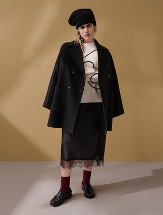Wool broadcloth heavy jacket - BLACK