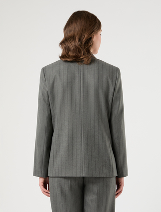 Twill blazer jacket - MEDIUM GREY - Marina Rinaldi - 4
