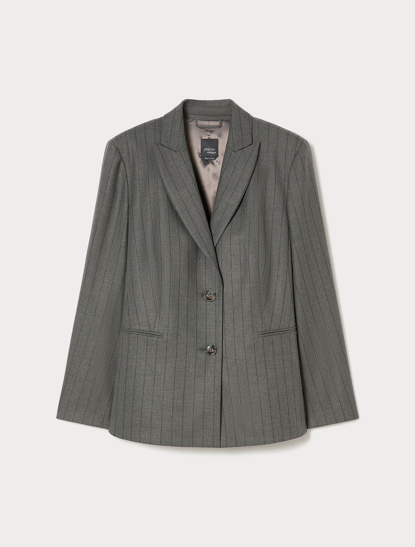 Twill blazer jacket - MEDIUM GREY - Marina Rinaldi
