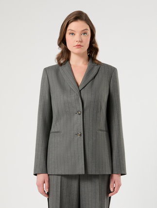 Twill blazer jacket - MEDIUM GREY - Marina Rinaldi - 3