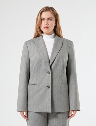 Twill blazer jacket - LIGHT GREY - Marina Rinaldi - 3