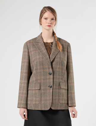 Flannel blazer jacket - COCOA