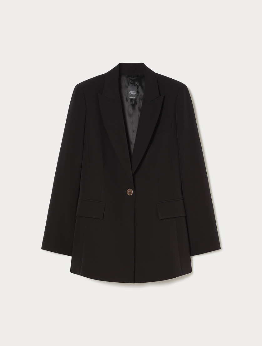 Giacca blazer in tessuto diagonale - NERO - Marina Rinaldi