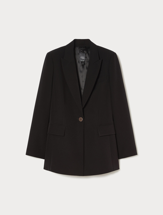 Giacca blazer in tessuto diagonale - NERO - Marina Rinaldi - 1