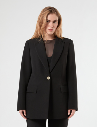 Giacca blazer in tessuto diagonale - NERO