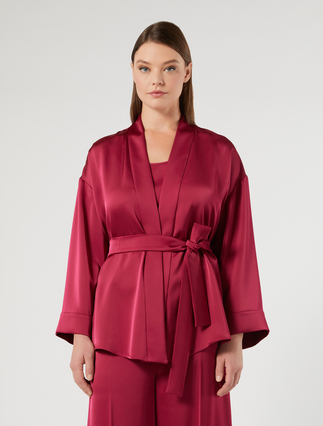 Satin kimono jacket - FUCHSIA