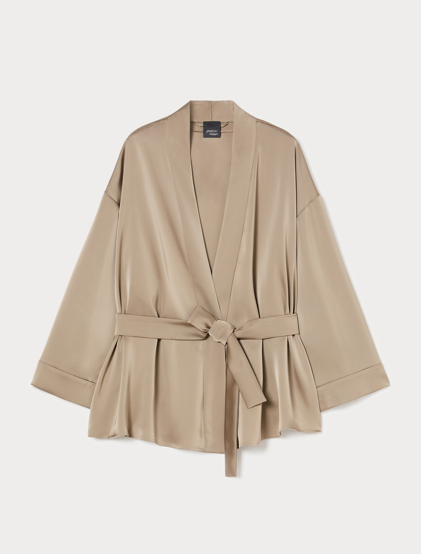 Kimonojacke aus Satin - TAUBENGRAU - Marina Rinaldi