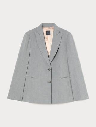 Giacca blazer in stuoia mélange - GRIGIO MEDIO - Marina Rinaldi - 1