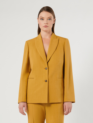 Basketweave mélange blazer jacket - MUSTARD