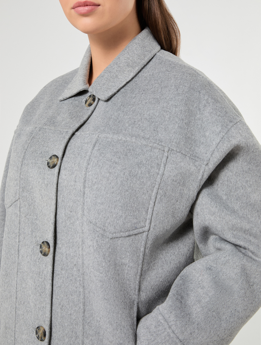 Wool blend double-sided fabric jacket - MEDIUM GREY - Marina Rinaldi - 5