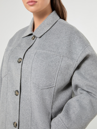 Wool blend double-sided fabric jacket - MEDIUM GREY - Marina Rinaldi - 5