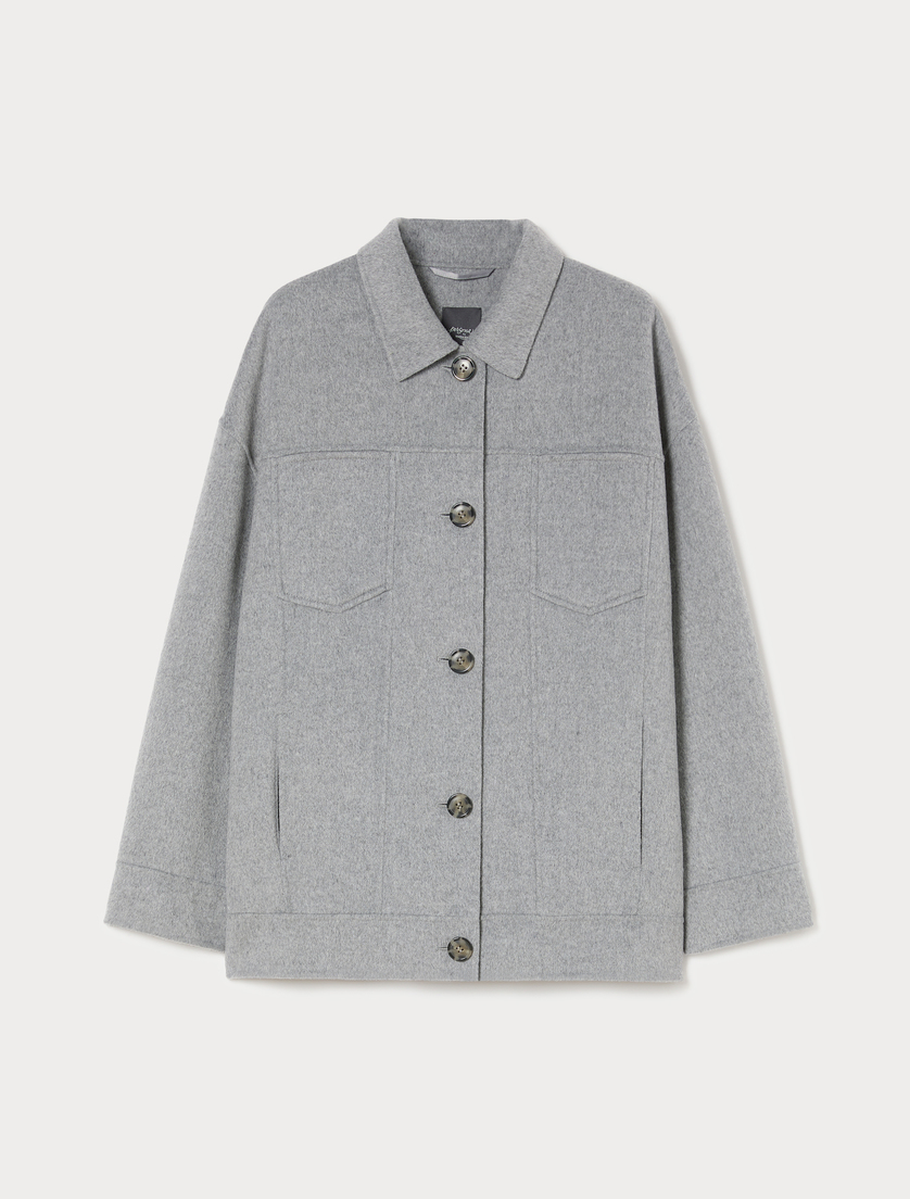 Wool blend double-sided fabric jacket - MEDIUM GREY - Marina Rinaldi