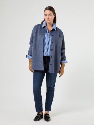 Wool blend double-sided fabric jacket - Marina Rinaldi