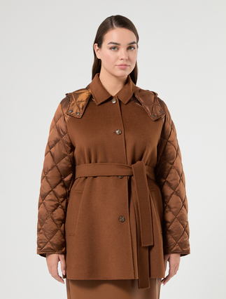 Wool and nylon blend double-faced fabric jacket - TOBACCO
