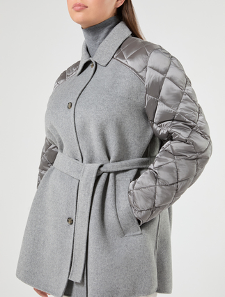 Wool and nylon blend double-faced fabric jacket - MEDIUM GREY - Marina Rinaldi - 5