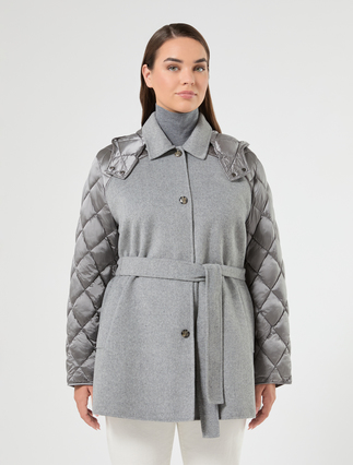 Wool and nylon blend double-faced fabric jacket - MEDIUM GREY - Marina Rinaldi - 3