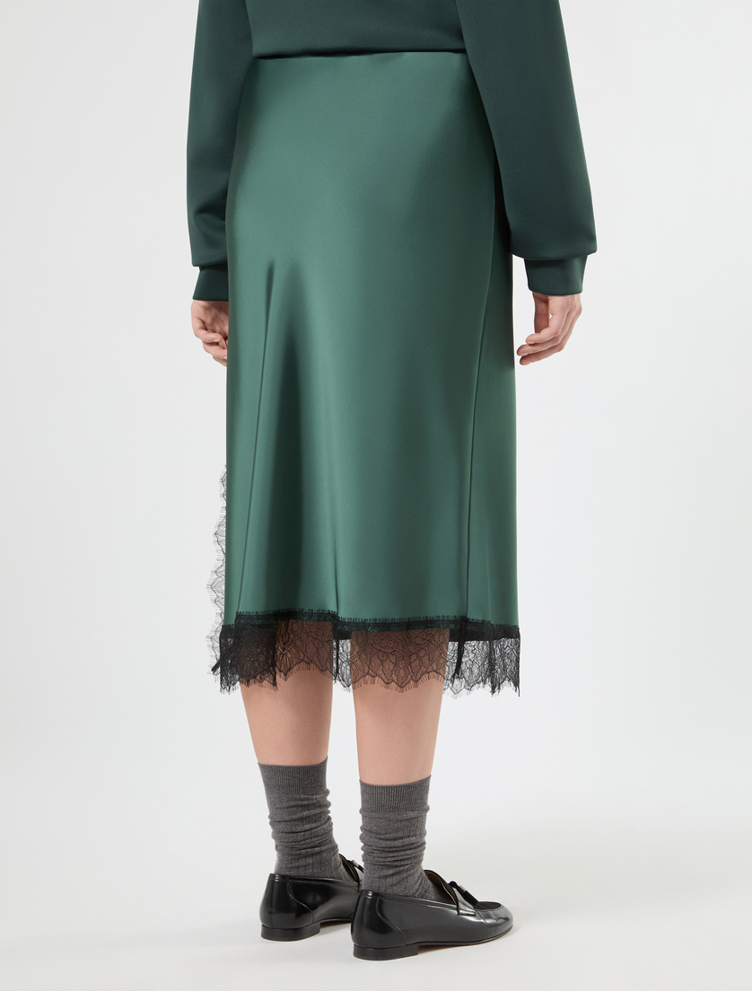 Gonna in satin e pizzo - VERDE BOSCO - Marina Rinaldi - 4