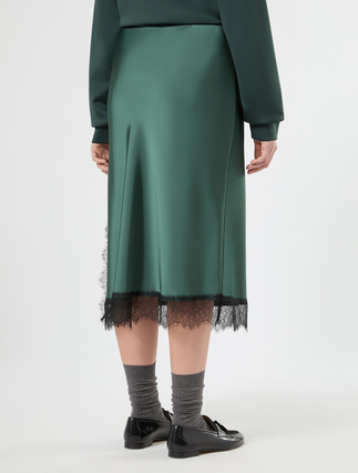 Gonna in satin e pizzo - VERDE BOSCO - Marina Rinaldi - 4