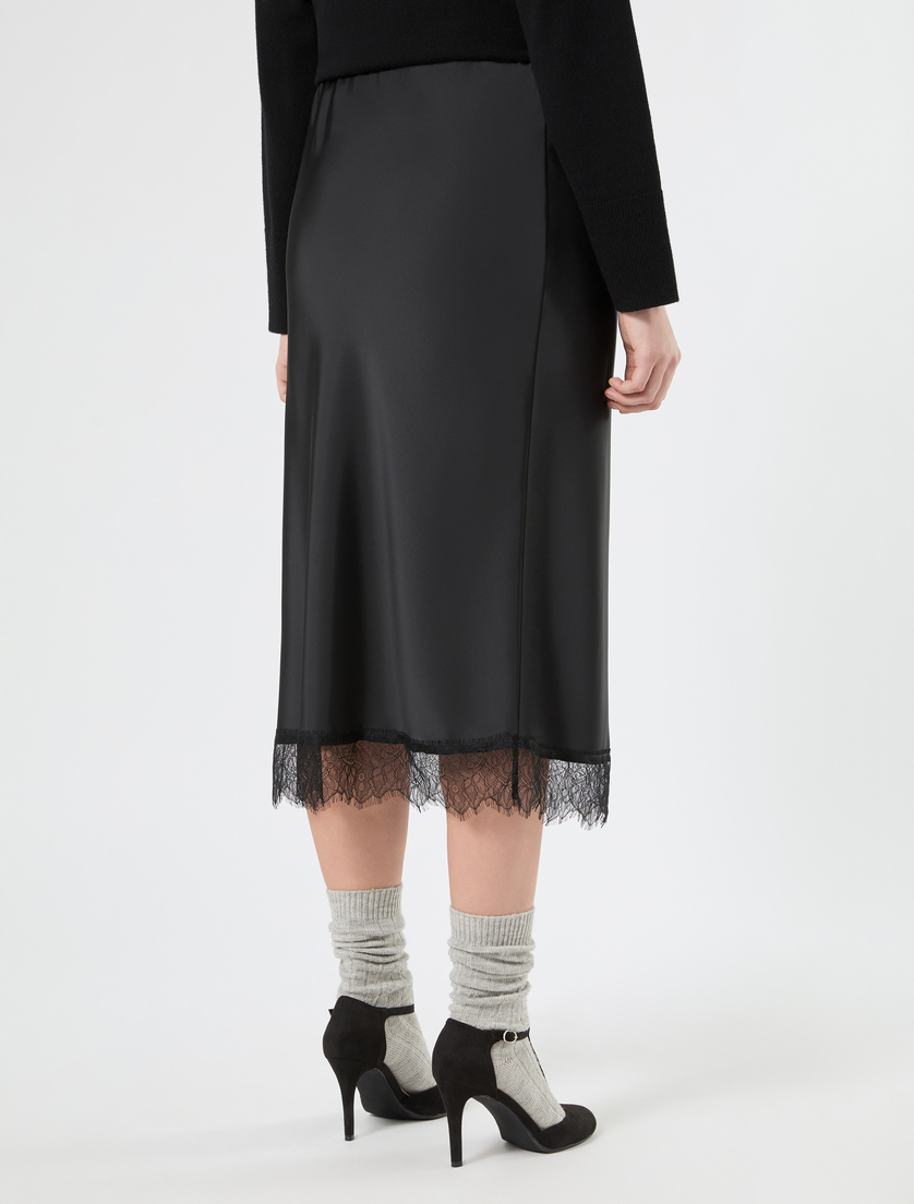 Gonna in satin e pizzo - NERO - Marina Rinaldi - 4