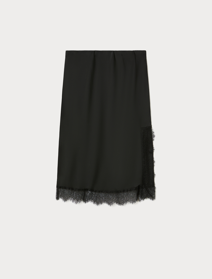 Gonna in satin e pizzo - NERO - Marina Rinaldi