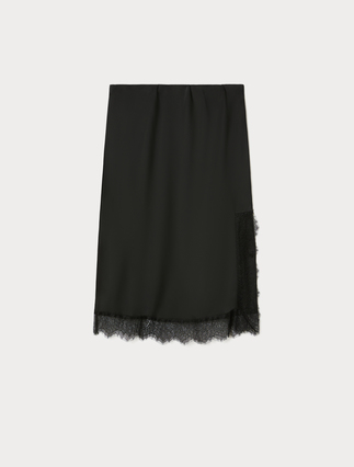 Gonna in satin e pizzo - NERO - Marina Rinaldi - 1