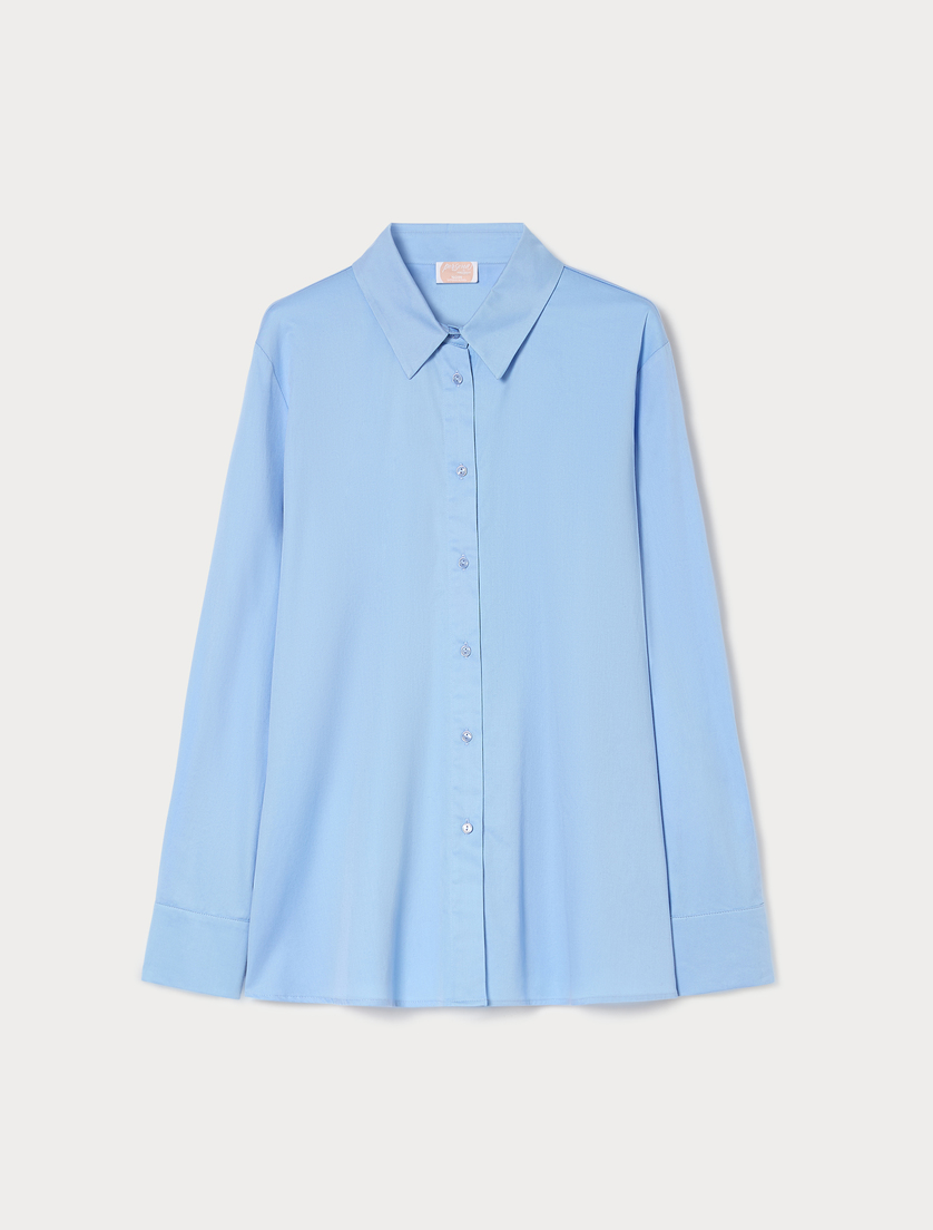 Stretch satin shirt - LIGHT BLUE - Marina Rinaldi