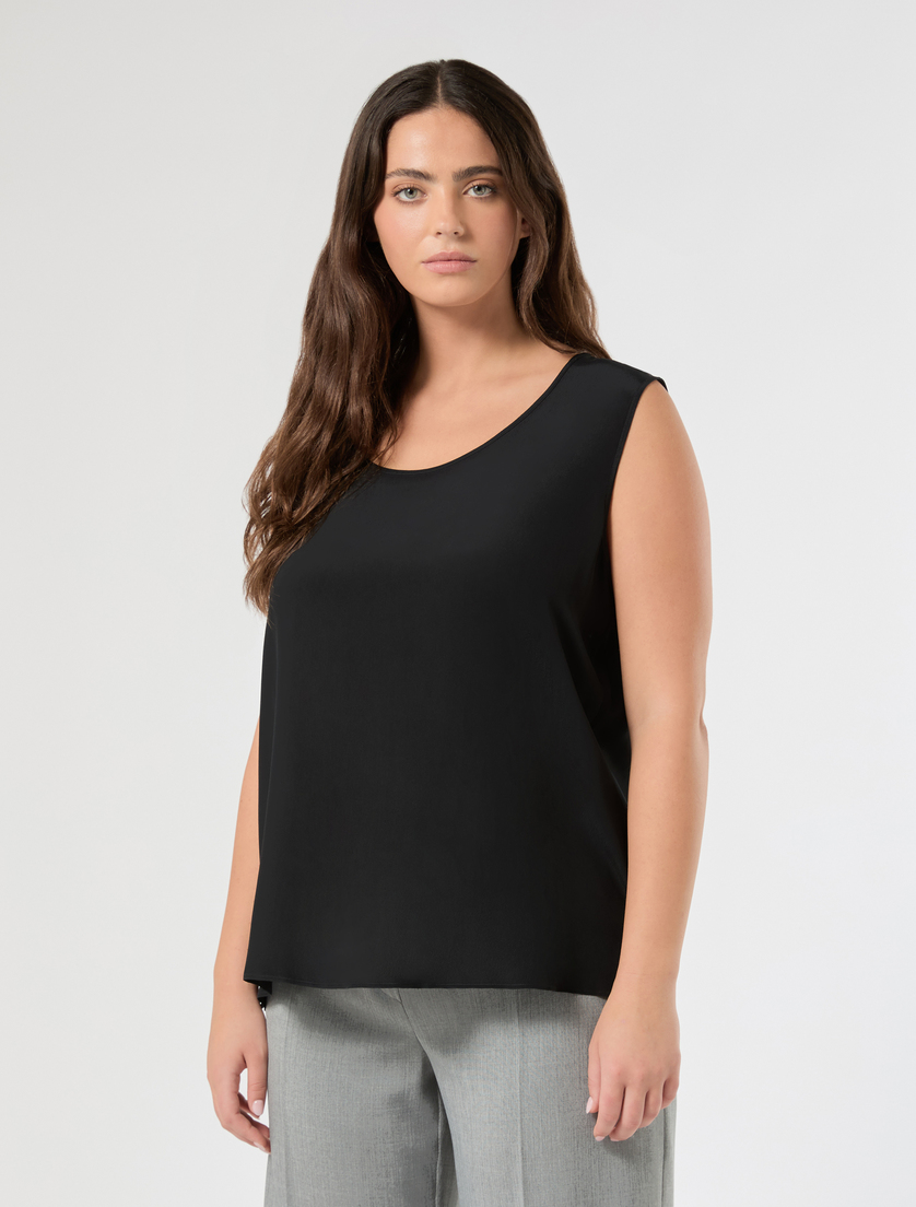 Crepe de chine top - BLACK - Marina Rinaldi - 3