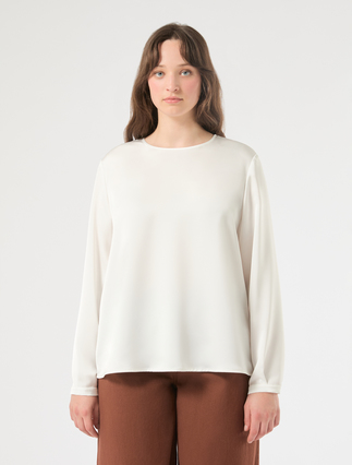 Blusa in satin - BIANCO