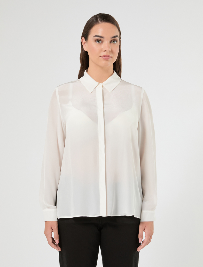 Crepe de chine shirt - WHITE - Marina Rinaldi - 3