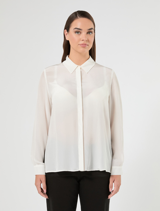 Crepe de chine shirt - WHITE - Marina Rinaldi - 3