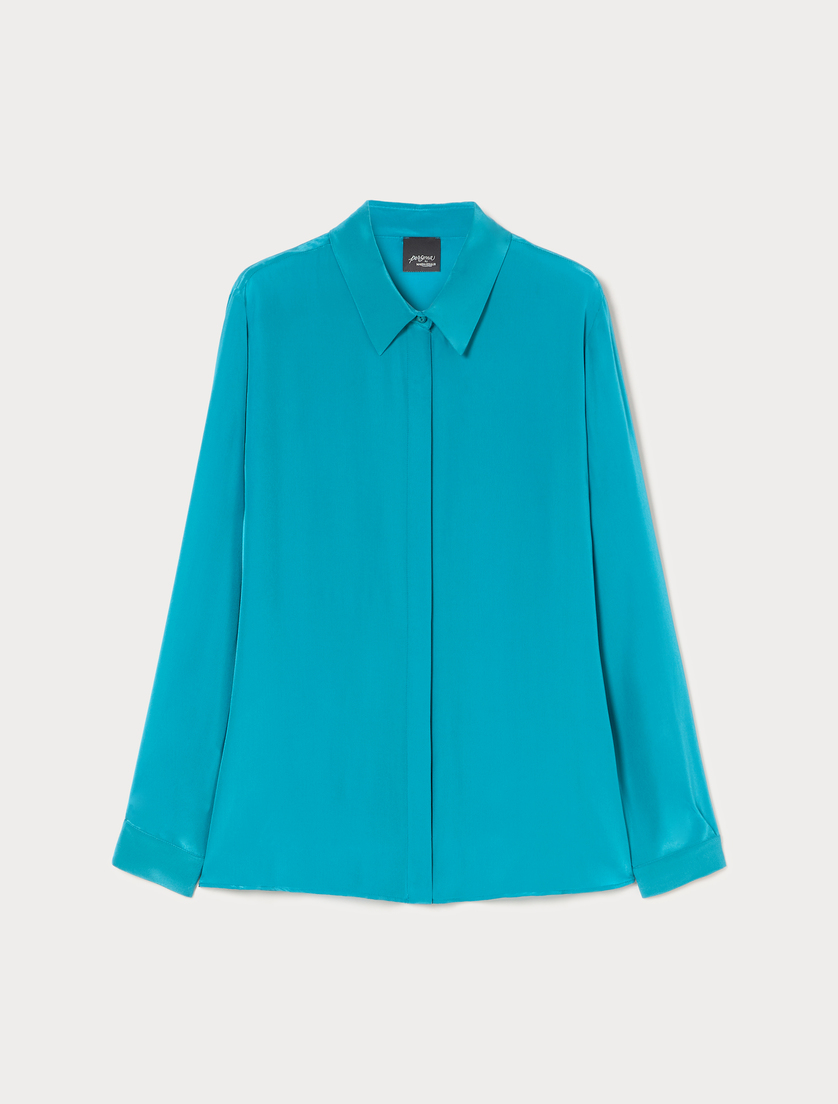 Crepe de chine shirt - TURQUOISE - Marina Rinaldi