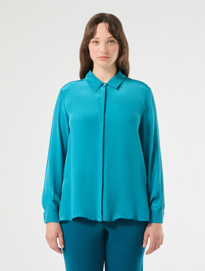 Crepe de chine shirt - TURQUOISE - Marina Rinaldi - 3
