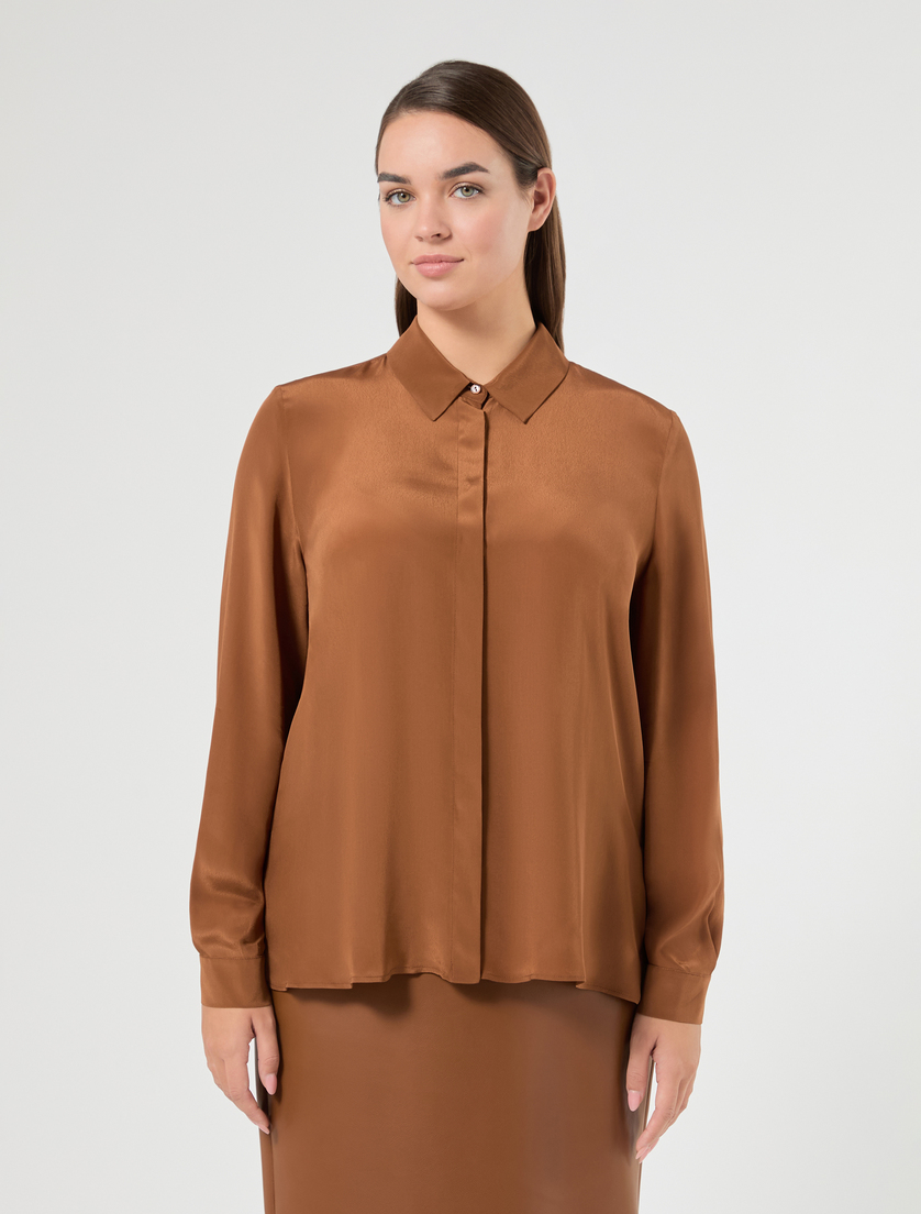Crepe de chine shirt - TOBACCO - Marina Rinaldi - 3
