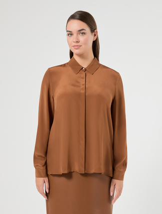 Crepe de chine shirt - TOBACCO - Marina Rinaldi - 3