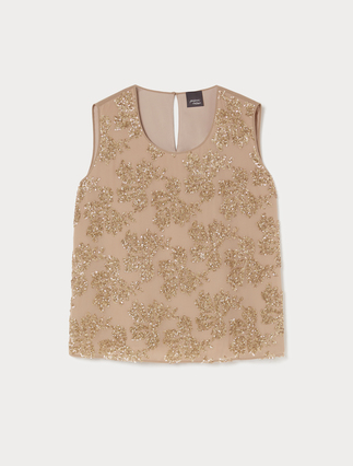 Georgette and embroidered chiffon top - Marina Rinaldi