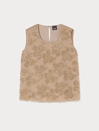 Georgette and embroidered chiffon top - Marina Rinaldi
