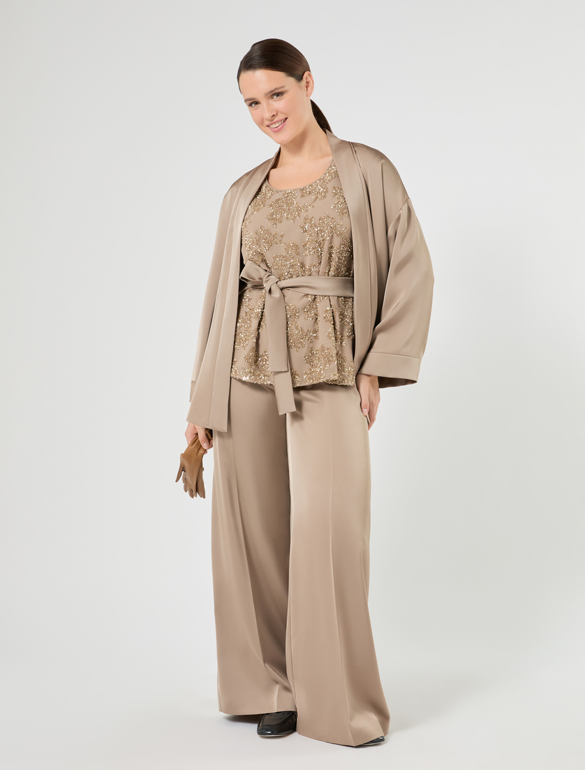 Georgette and embroidered chiffon top - Marina Rinaldi
